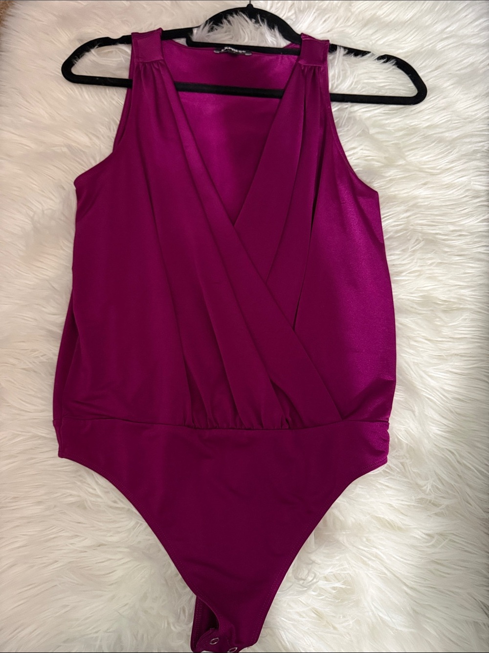 Express Fuchsia Surplice Bodysuit Top